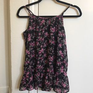 Black Floral Tank Top
